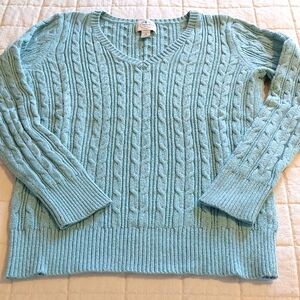 St John's Bay Aqua Long Sleeve Cable Knit Sweater